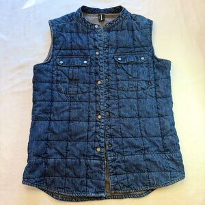 Quilted Denim Vest Women’s M Armada Blue Eclectic Western Cottage Core Boho